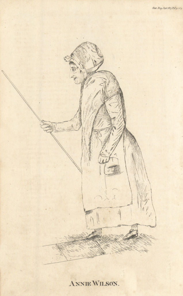 Annie Wilson the guide at Rosslyn Chapel, Scotland. Roslin 1817 old print